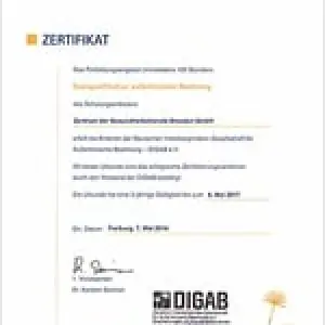 Zertifikat von der DIGAB