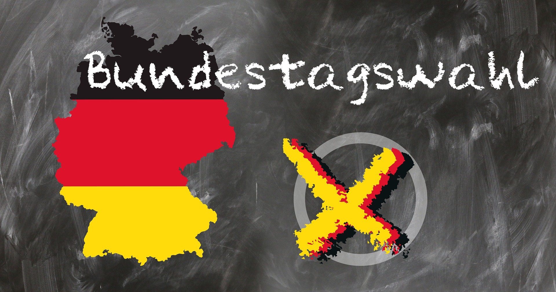 Grafik mit Deutschlandkarte und Wahlkreuz